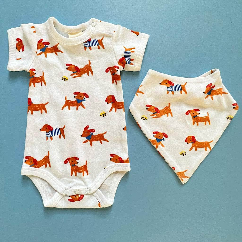 'Sparkie' Dog Baby Gift Set with Onesie & Bib by Estella