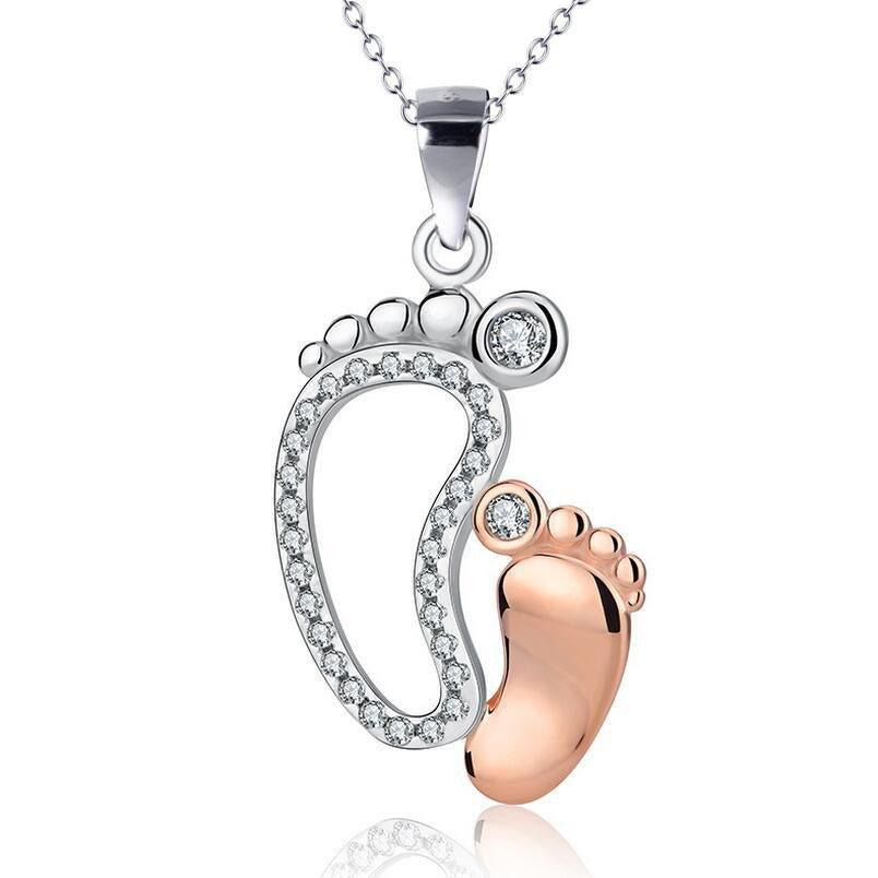 Baby Feet Necklace for Women with Cubic Zirconia by Hollywood Sensation®