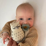 Moon & Stars Organic Baby Onesie & Owl Rattle Set by Estella