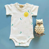 Moon & Stars Organic Baby Onesie & Owl Rattle Set by Estella