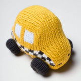 Organic Baby Gift Set - Hand Knit Newborn Romper, Bonnet Hat & Rattle Toy | Taxi by Estella