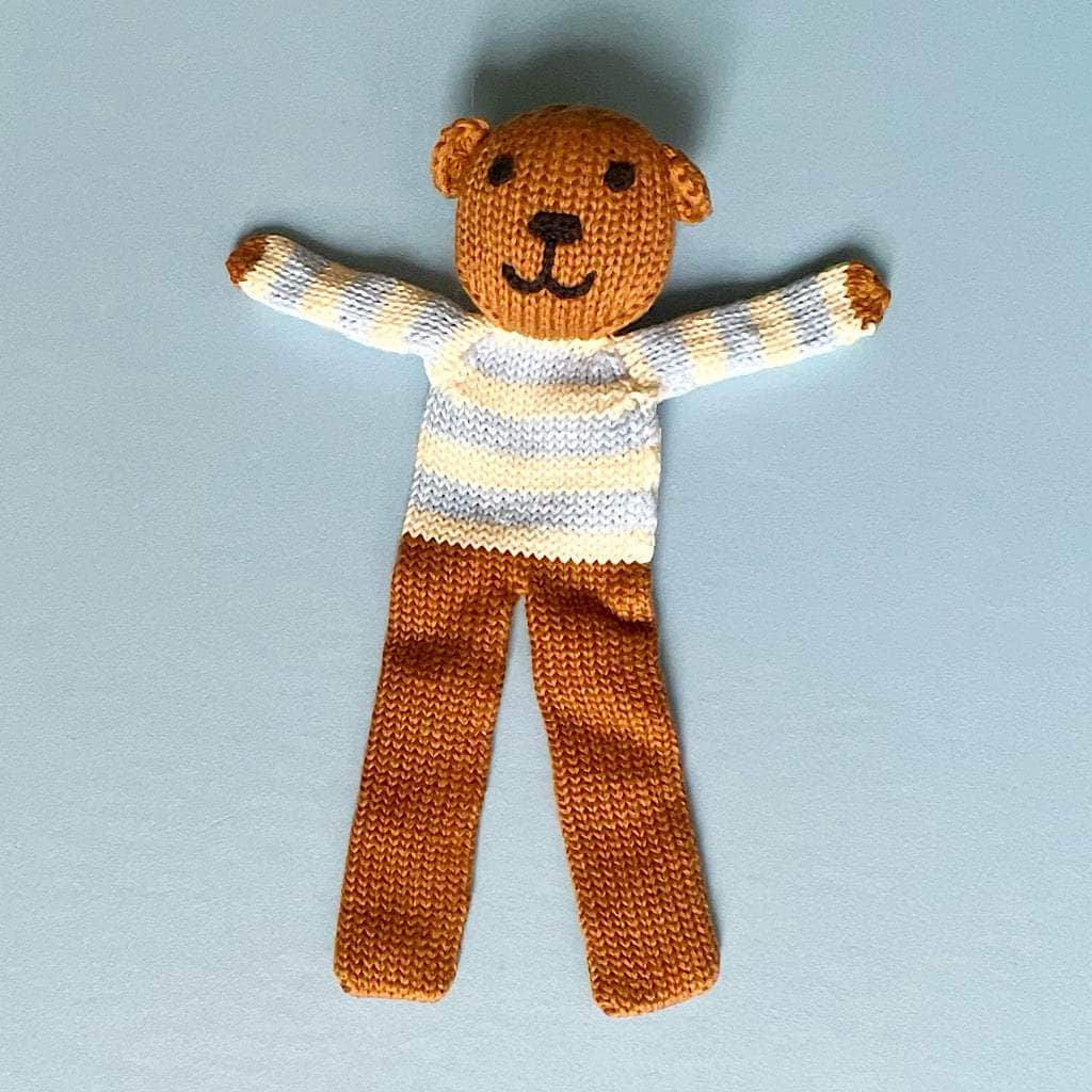 Estella Organic Cotton Handmade Baby Soother - Striped Brown Bear 7.5 by Estella