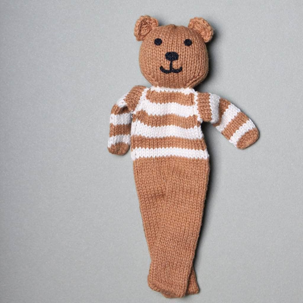 Estella Organic Cotton Handmade Baby Soother - Striped Brown Bear 7.5 by Estella