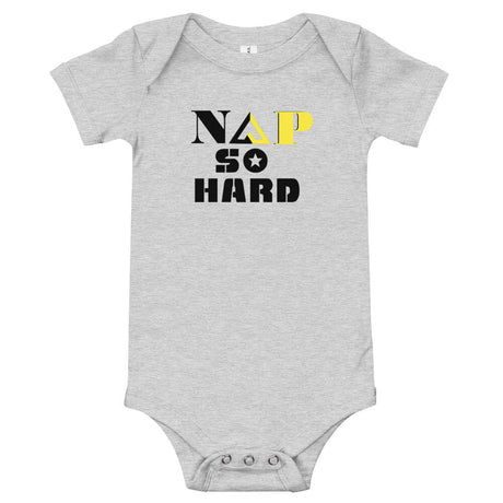 NAP SO HARD Baby short sleeve one piece by Proud Libertarian