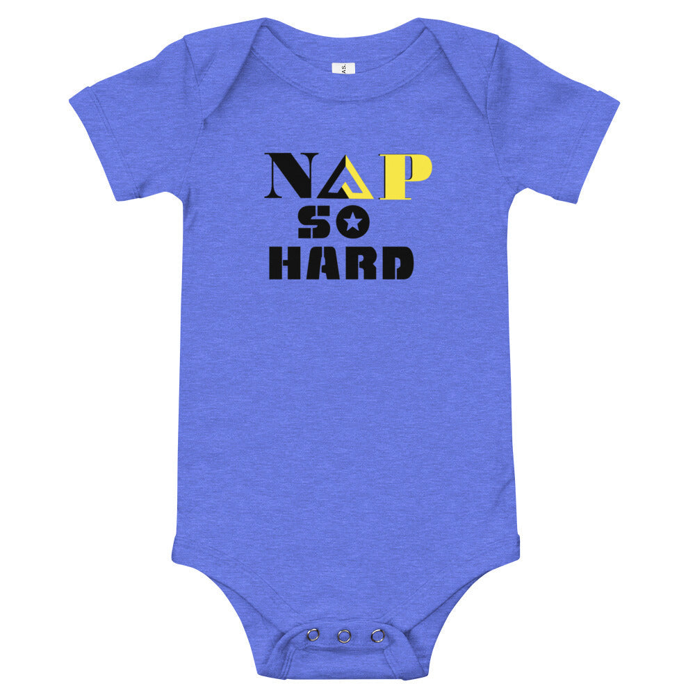 NAP SO HARD Baby short sleeve one piece by Proud Libertarian