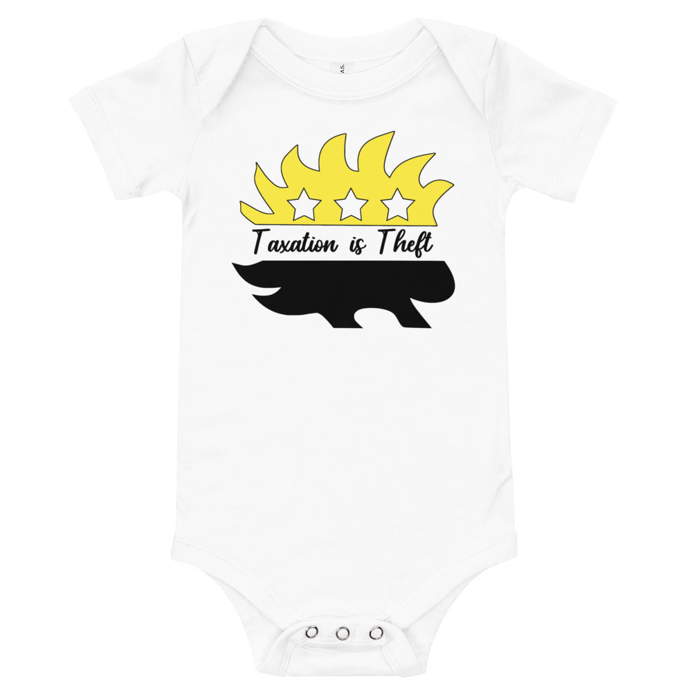 Taxation is Theft Porcupine Baby short sleeve one piece by Proud Libertarian