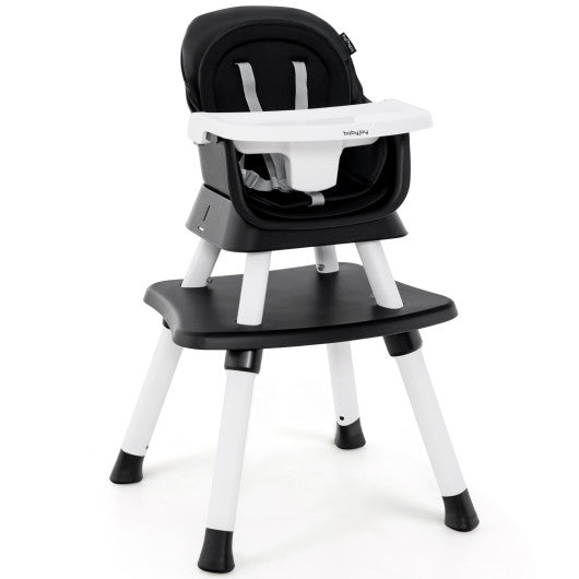 6-in-1 Convertible Baby High Chair with Adjustable Removable Tray-Black