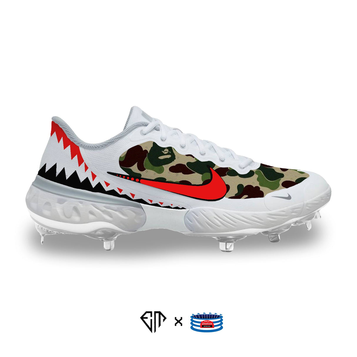 "Shark Camo" Nike Alpha Huarache Elite 3 Low Cleats by Stadium Custom Kicks