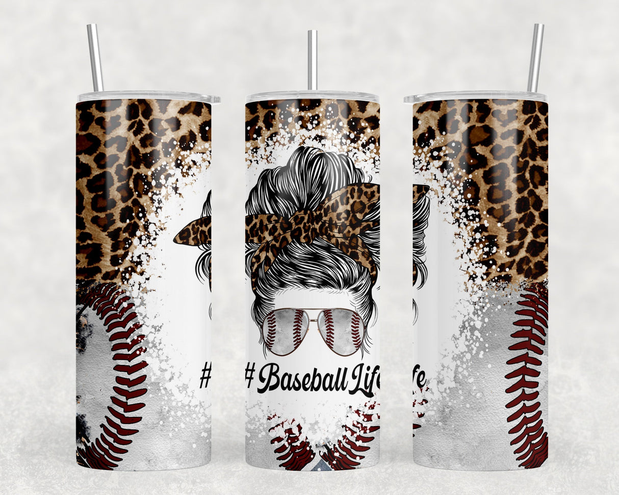 Baseball Life Leopard Print|Skinny Tumbler|Optional Bluetooth Speaker| Speaker Color Varies by Rowdy Ridge Co