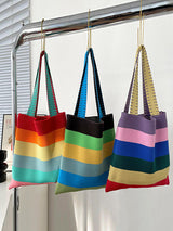 Original Weave Contrast Color Rainbow Striped Bags Accessories by migunica