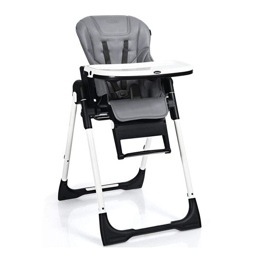 4-in-1 High Chair–Booster Seat with Adjustable Height and Recline-Gray