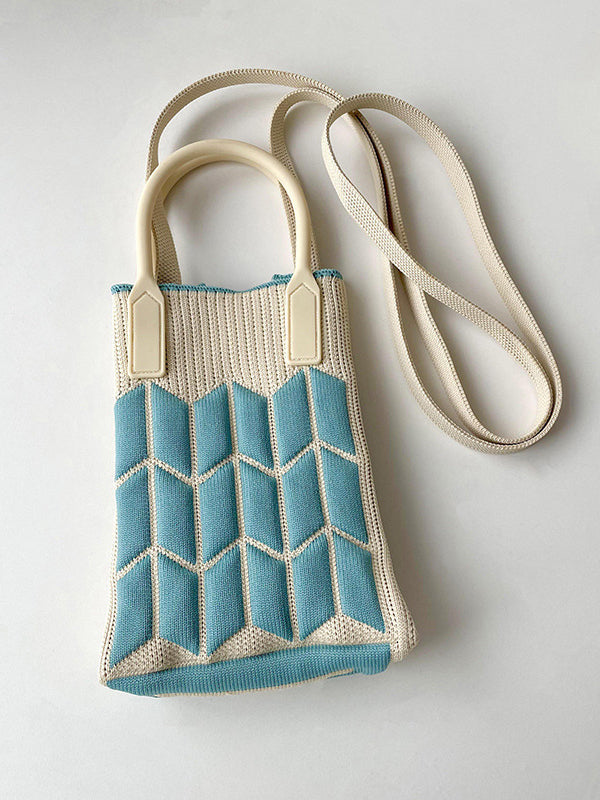 Original Contrast Color Geometric Knitting Bags Accessories by migunica