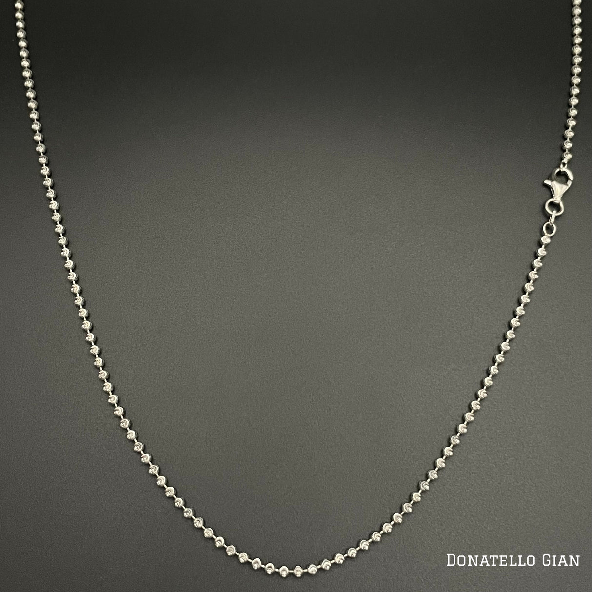 Sterling Silver 925 Bead Ball Chain 2MM, 16"-24", Diamond Cut Bead Ball Chain Necklace, Italian Made Sterling Silver 925 Unisex Chain by Donatello Gian