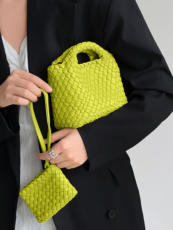 Solid Color Woven Bags Crossbody Bags Handbags by migunica