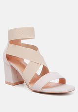 benicia elastic strappy block heel sandals by London Rag