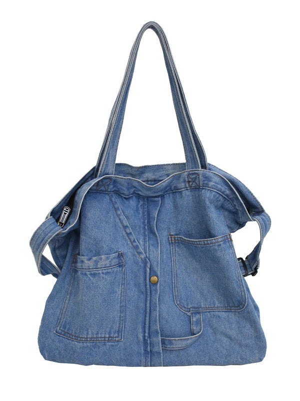 Casual Denim Split-Joint Solid Color Bags Accessories by migunica