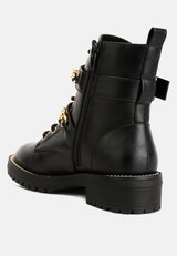 billy metal chain embellished biker boots by London Rag