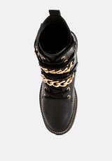 billy metal chain embellished biker boots by London Rag