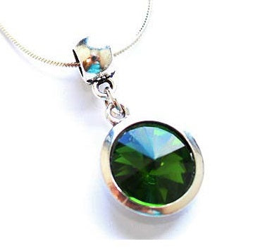 Silver Plated 'May Birthstone' Emerald Colored Crystal Pendant Necklace by Liberty Charms USA