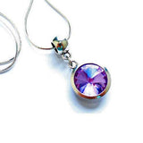 Silver Plated 'June Birthstone' Amethyst Colored Crystal Pendant Necklace by Liberty Charms USA