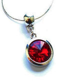 Silver Plated 'July Birthstone' Ruby Colored Crystal Pendant Necklace by Liberty Charms USA