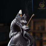 Black Ceramic Dragon Backflow Incense Burner by incenseocean