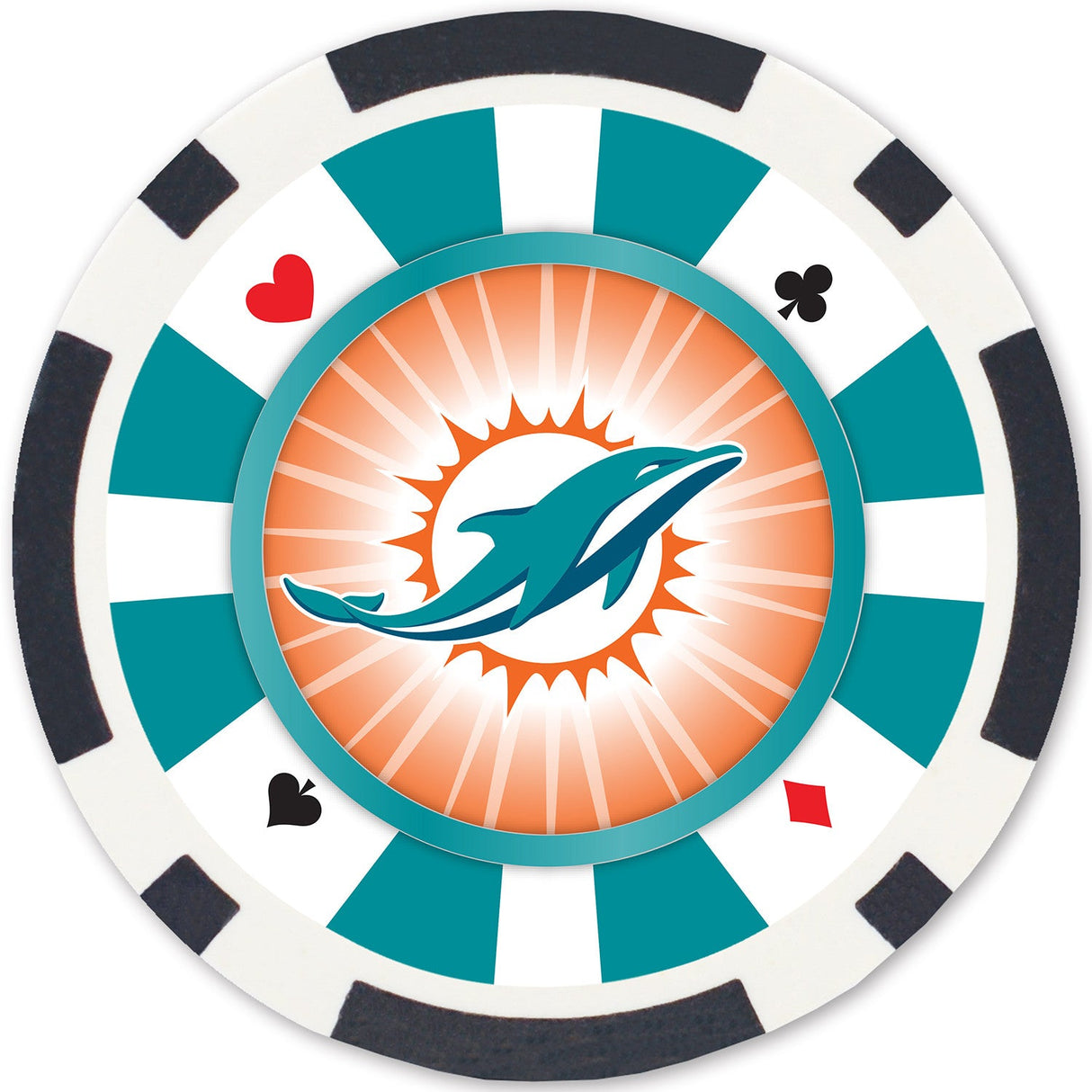 Miami Dolphins 100 Piece Poker Chips by MasterPieces Puzzle Company INC