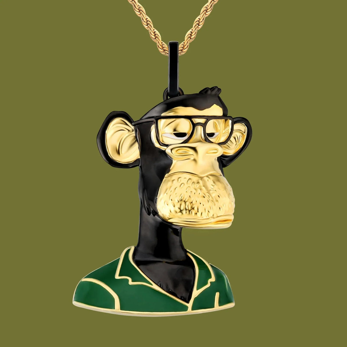 Bling Proud X Bored Ape NFT Pendant with Black Glasses by Bling Proud | Urban Jewelry Online Store