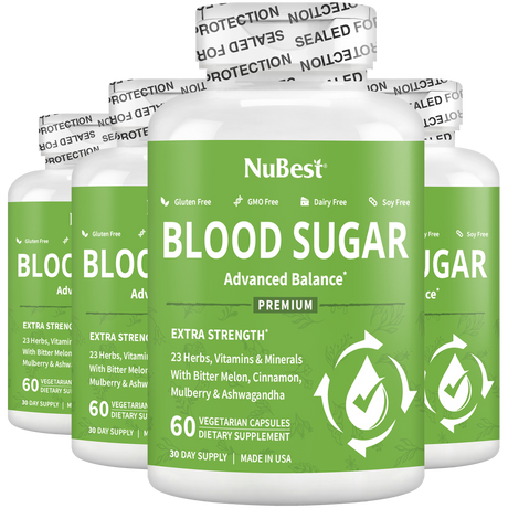 Blood Sugar Supplement, Advanced Formula For Energy Balance, Immunity & Overall Health, 60 Vegan Capsules by NuBest Nutrition®