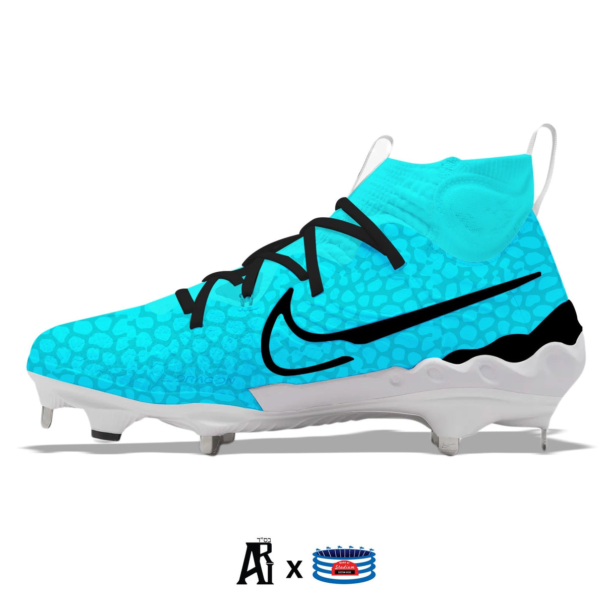 "Blue Grinch" Nike Alpha Huarache NXT Baseball Cleats by Stadium Custom Kicks