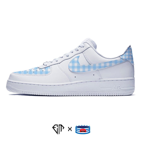 "Blue Plaid" Nike Air Force 1 Low Shoes by Stadium Custom Kicks