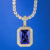 Blue Sapphire Gemstone Pendant 14K Gold Plated by Bling Proud | Urban Jewelry Online Store