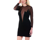 InstantFigure Short Dress With Sheer Mesh Deep V-Neck 168226 by InstantFigure INC