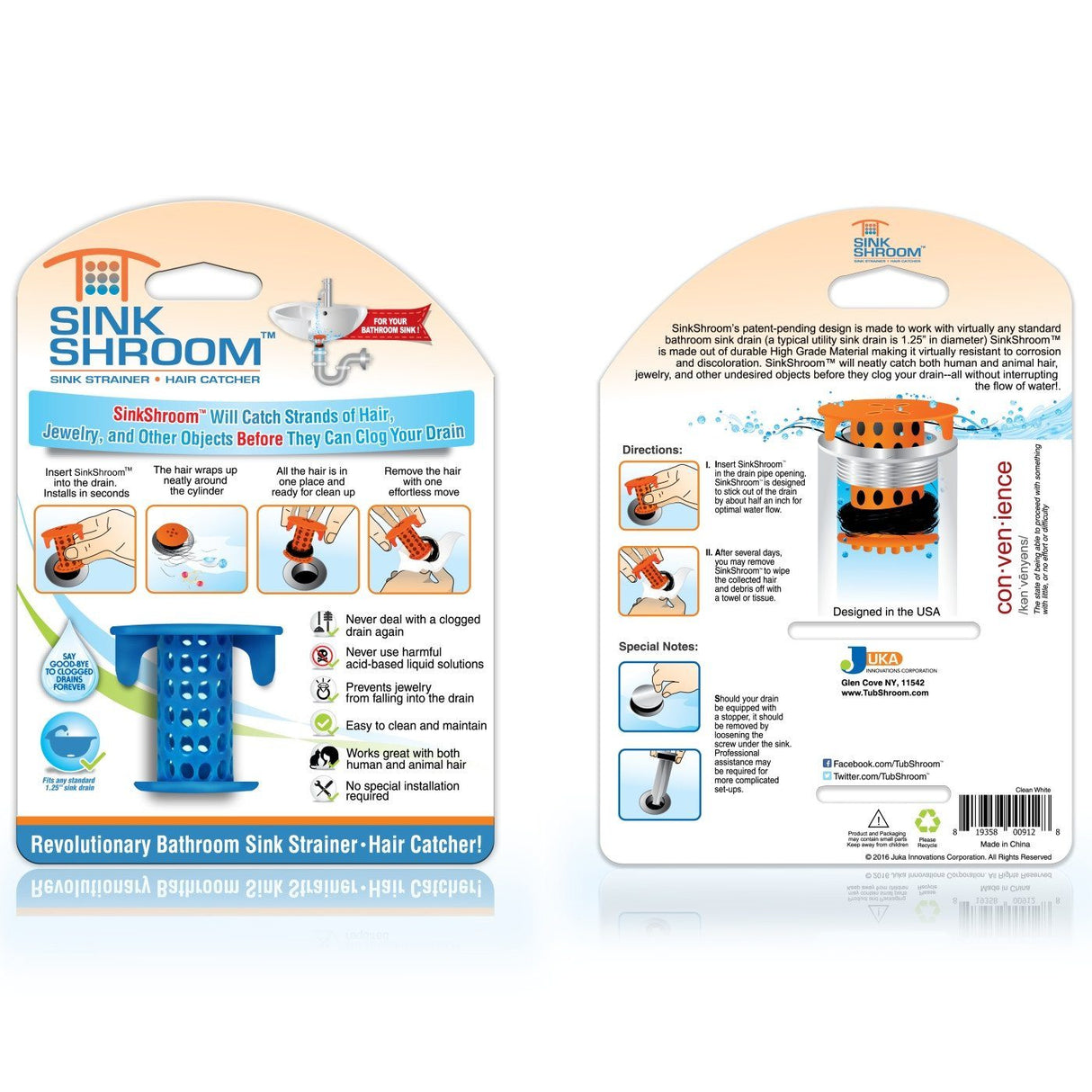 SinkShroom® (Blue) The Hair Catcher That Prevents Clogged Bathroom Sink Drains by TubShroom.com