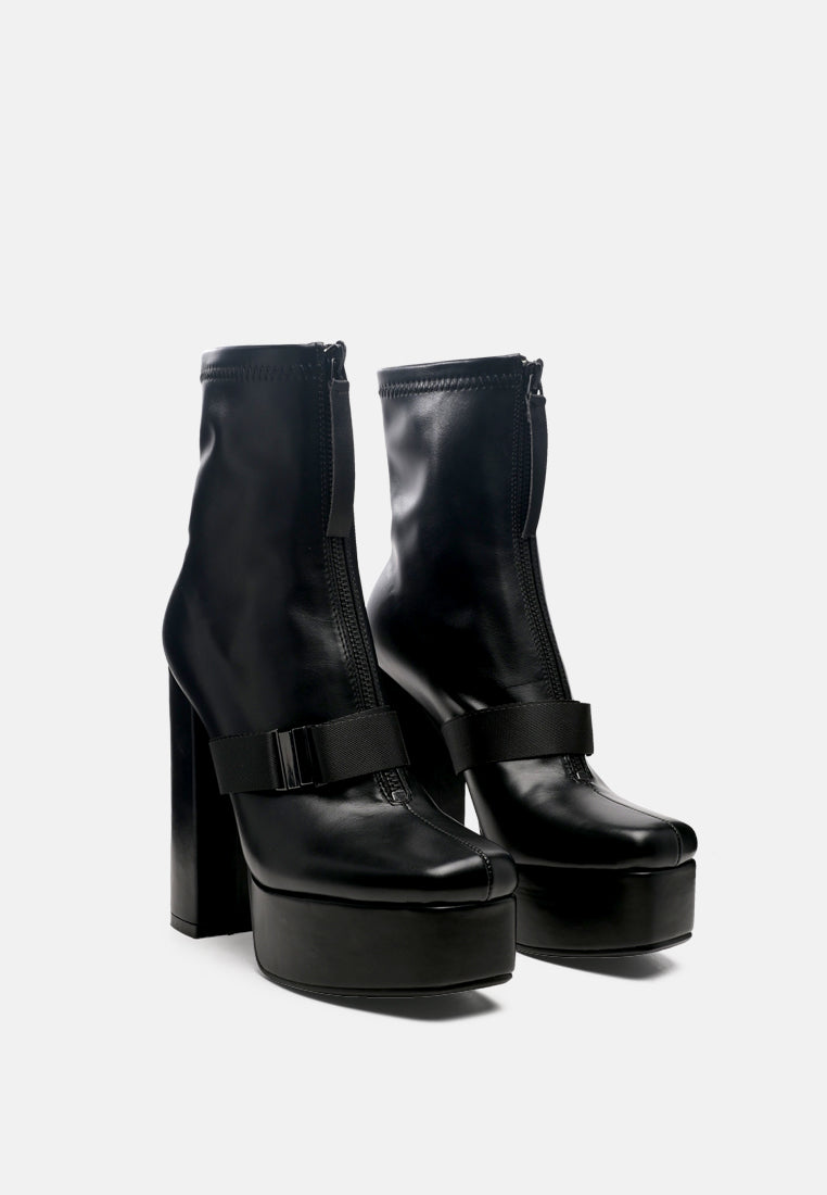 boomer chunky high block heel boots by London Rag