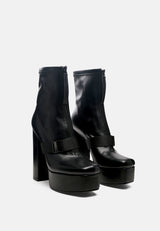 boomer chunky high block heel boots by London Rag