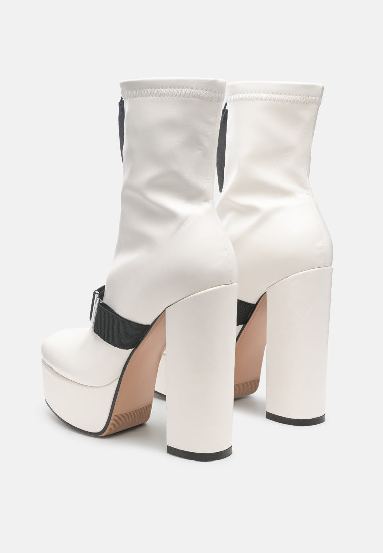 boomer chunky high block heel boots by London Rag