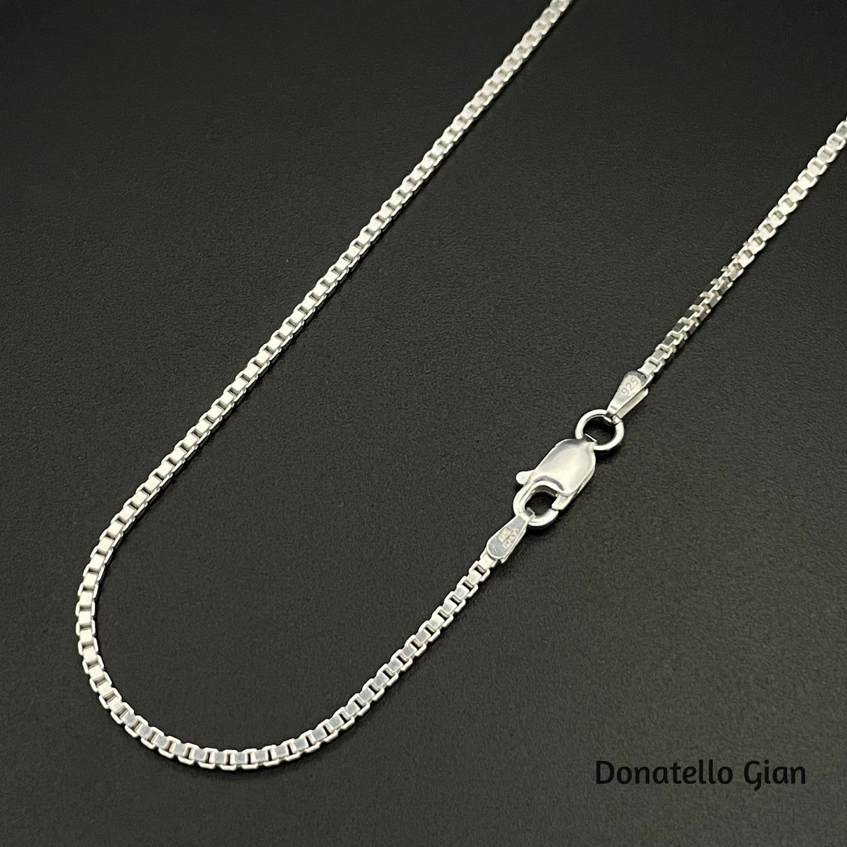 Sterling Silver 925 Box Chain 1.5MM, 16"-24", Box Chain Necklace, Italian Made Sterling Silver 925 Unisex Chain by Donatello Gian