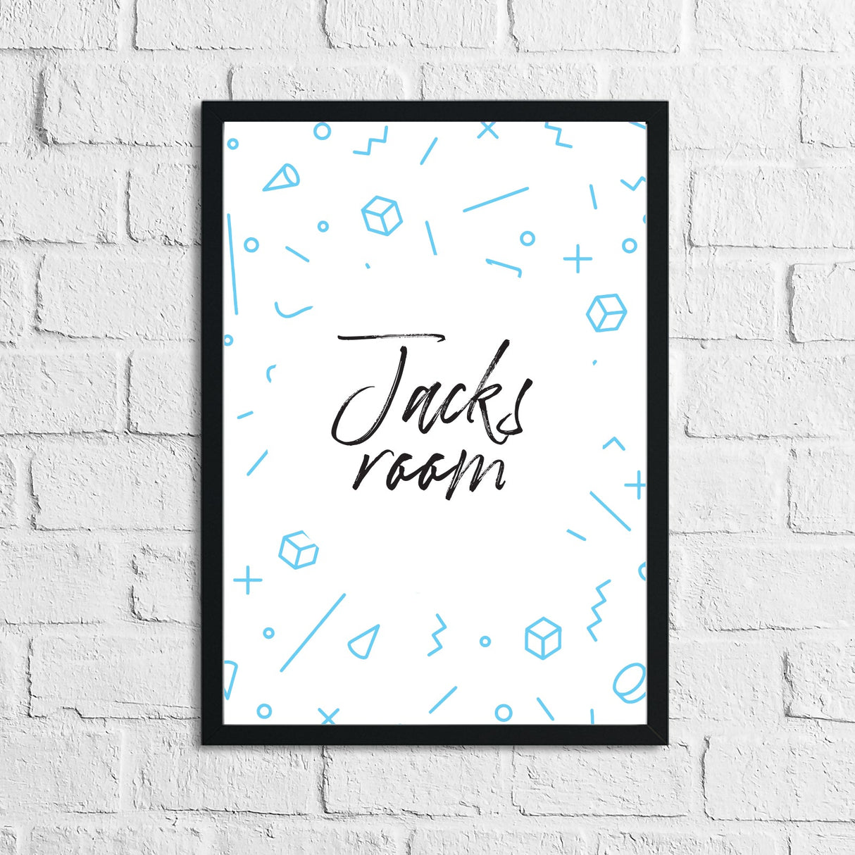 Personalised Blue Geometric Children's Room Wall Decor Print by WinsterCreations™ Official Store