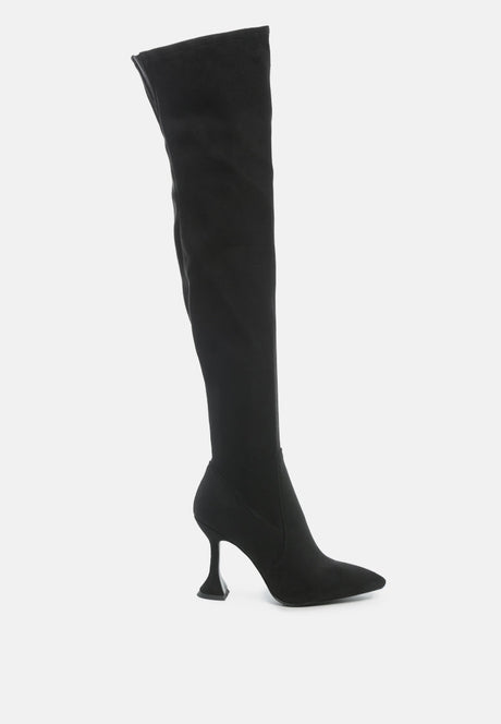 brandy faux suede over the knee high heeled boots by London Rag