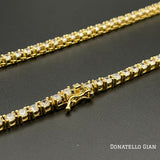 14K Yellow Gold Plated Round Tennis Necklace 3MM, 16 Inch, Crystal Tennis Necklace, Choker Necklace For Men And Women by Donatello Gian