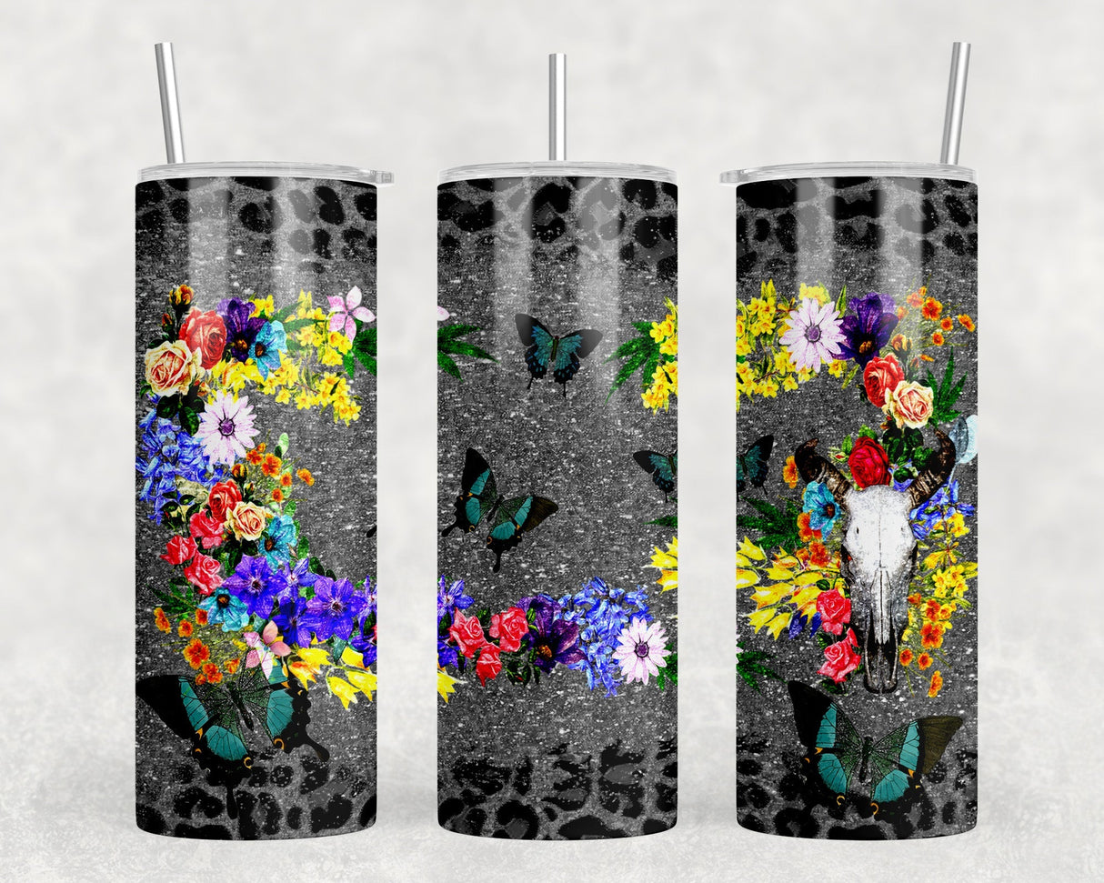 Butterflies|Skinny Tumbler|Optional Bluetooth Speaker| Speaker Color Varies by Rowdy Ridge Co