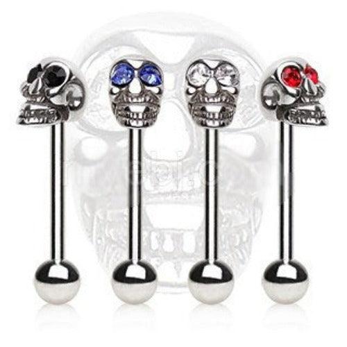 316L Surgical Steel Barbell with a Skull Top by Fashion Hut Jewelry - Vysn