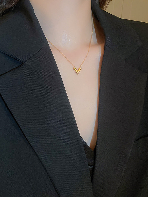 Geometric Solid Color Necklaces Accessories by migunica