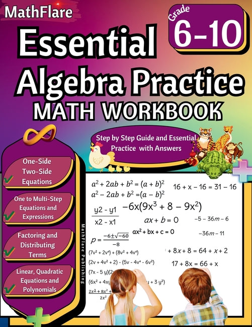 Essential Algebra Practice Workbook 7th to 10th Grade: Algebra Essential Practice Workbook Grade 7-10, Distributing Terms and Factoring with Special C - Paperback by Books by splitShops