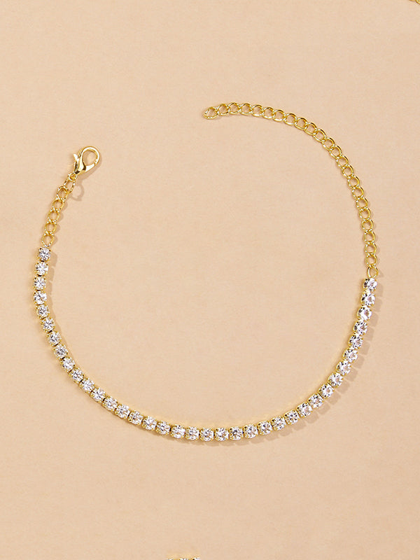 Simple Shiny Rhinestone Footchain by migunica