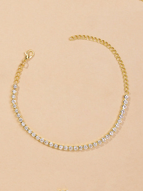 Simple Shiny Rhinestone Footchain by migunica