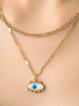 Adjustable Double Layered Eye Shape Necklaces Accessories by migunica