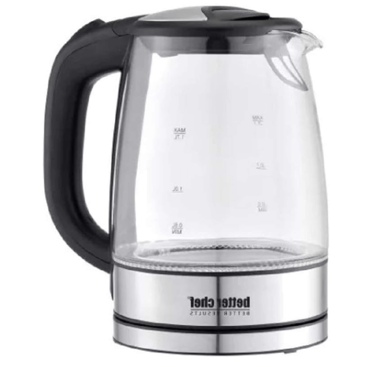 Better Chef 1100W 7-Cup Cordless Electric Borosilicate Glass Kettle with Stainless Steel Accents by Jupiter Gear Home