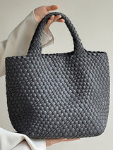 Solid Color Woven Tote Bags Handbags by migunica